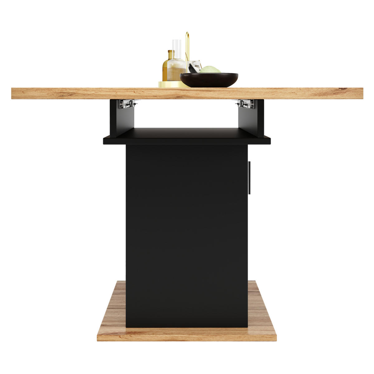 AUSZIEHTISCH 110-140/80/76 cm in Schwarz mit Stauraum für 6-8 Personen - Schwarz, Holzwerkstoff (80/140/76cm) - BEAOK