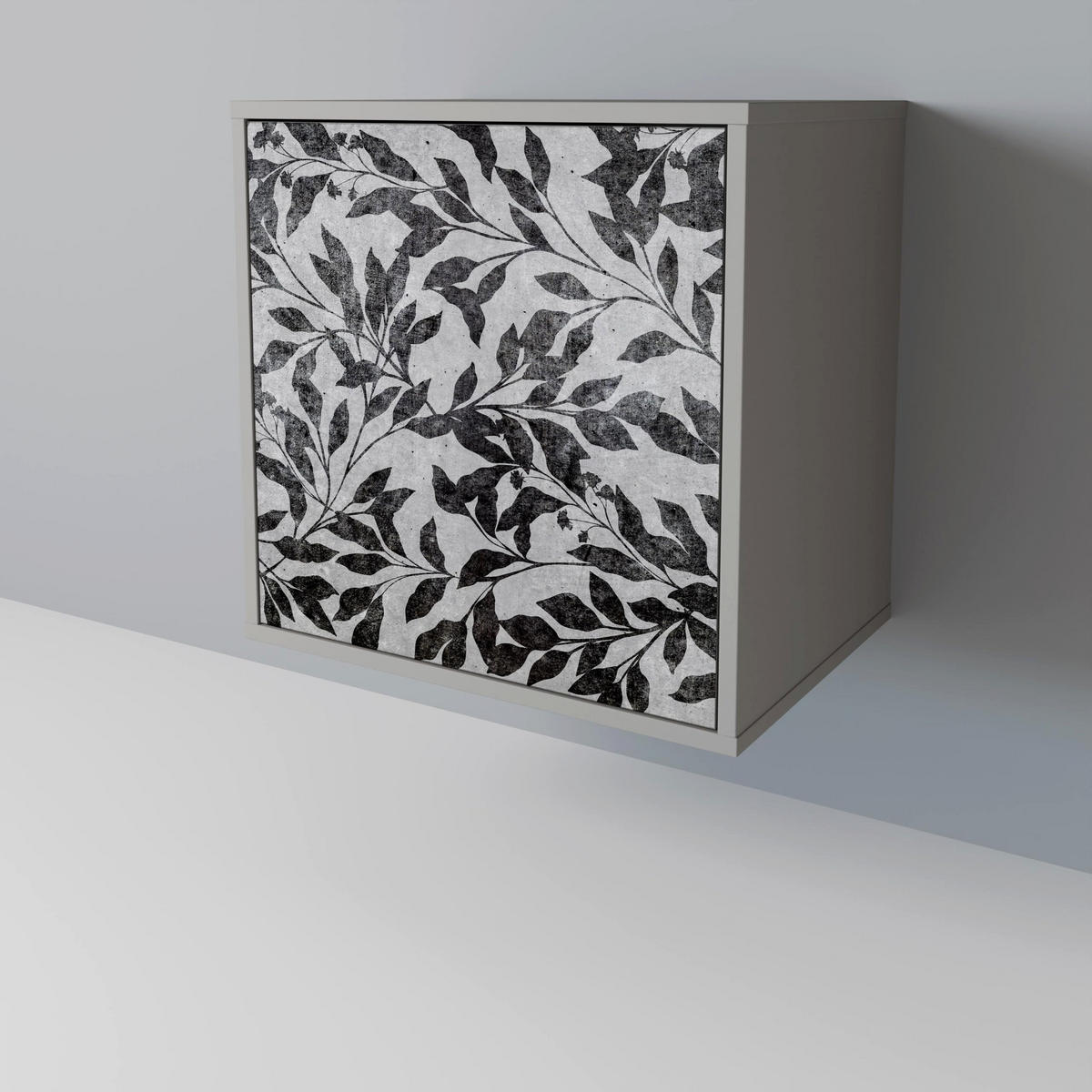 SIDEBOARD CHARCOAL SPROUT, Grau, 57,5x42x67,5 cm, Schwarze Metall-Rahmenfüße - Multicolor/Schwarz, Holzwerkstoff/Metall (57.5/67.5/42cm) - SpaceRebels
