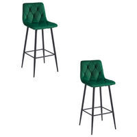 BARHOCKER 2er-Set Dunkelgrüner Velours, Gepolsterte Rückenlehne, Bequem Und Modernes Design Für Die Küche Oder Die Theke - Grün, Textil (46/104/33cm) - Best For Home