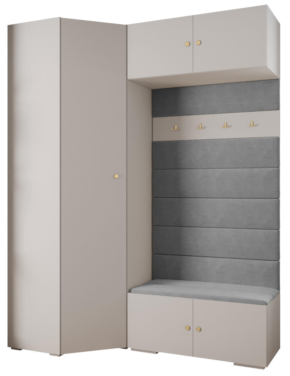 GARDEROBEN-SET 236,7/181,7/47 - Goldfarben/Weiß, Holz/Metall (181.7/236.7/47cm) - Abiks Möbel