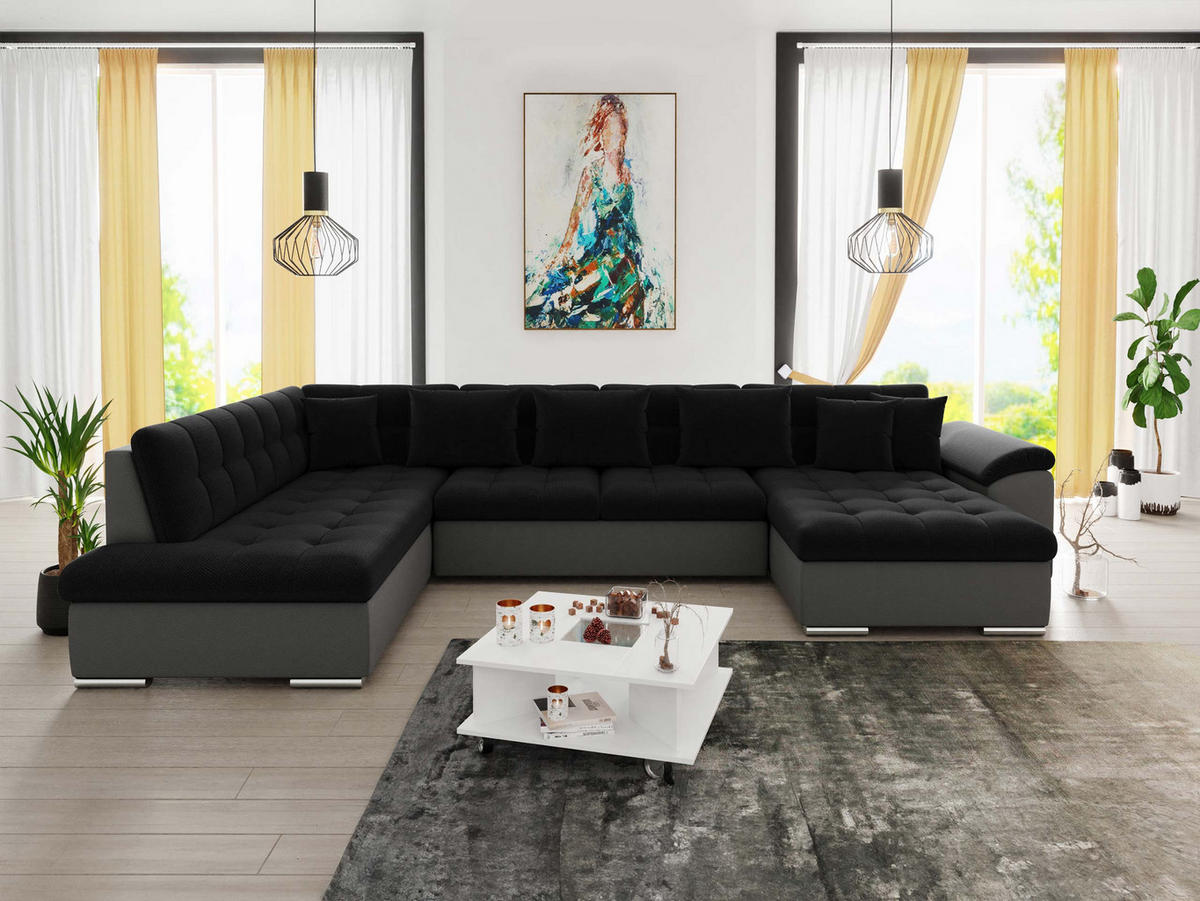 WOHNLANDSCHAFT Niko Bis, Seite: Rechts - Anthrazit, Holz/Textil (348/76/205cm) - MIRJAN24