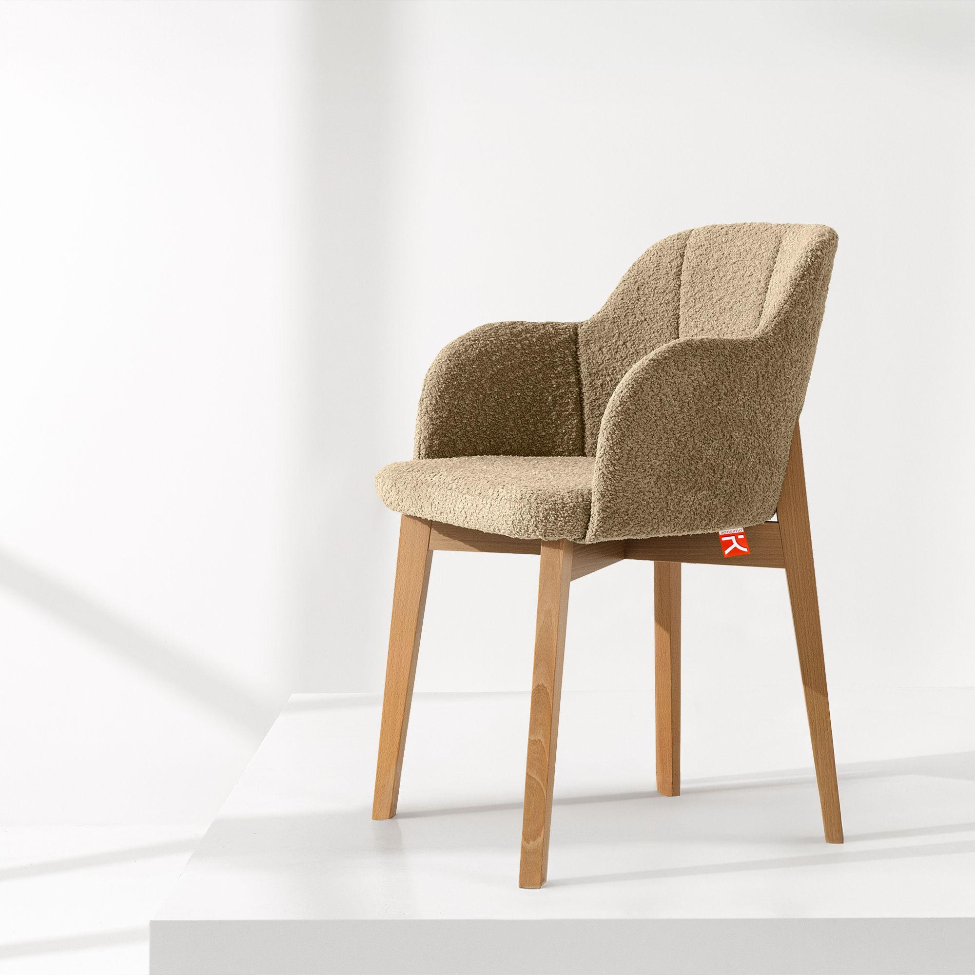 POLSTERSTUHL LONIS Esszimmerstühle 2er Set - Eichefarben/Braun, Holz/Textil (55/82/54cm) - KONSIMO®