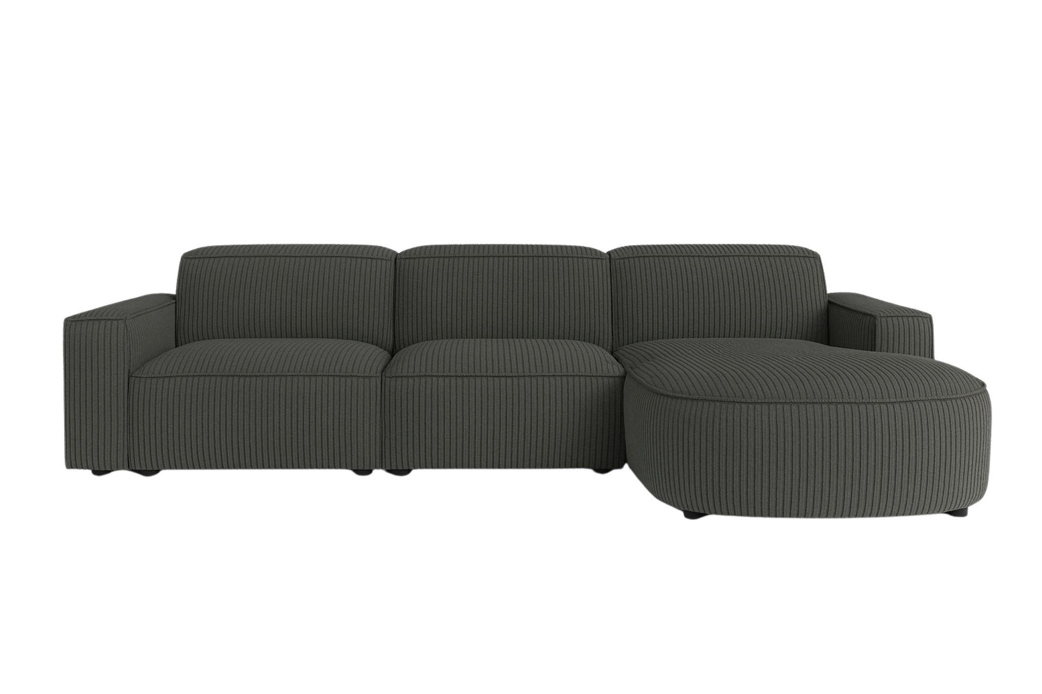 ECKSOFA Cursal Round L-Form, Stoff Poso, Grau, Rechts - Grau, Holz (284/166cm) - Kaiser Möbel