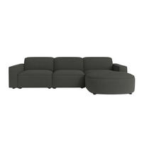 ECKSOFA Cursal Round L-Form, Stoff Poso, Grau, Rechts - Grau, Holz (284/166cm) - Kaiser Möbel