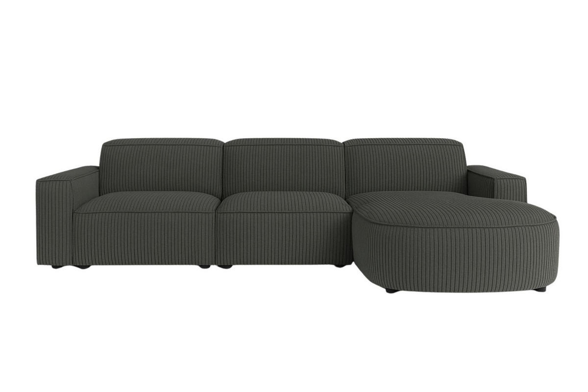 ECKSOFA Cursal Round L-Form, Stoff Poso, Grau, Rechts - Grau, Holz (284/166cm) - Kaiser Möbel