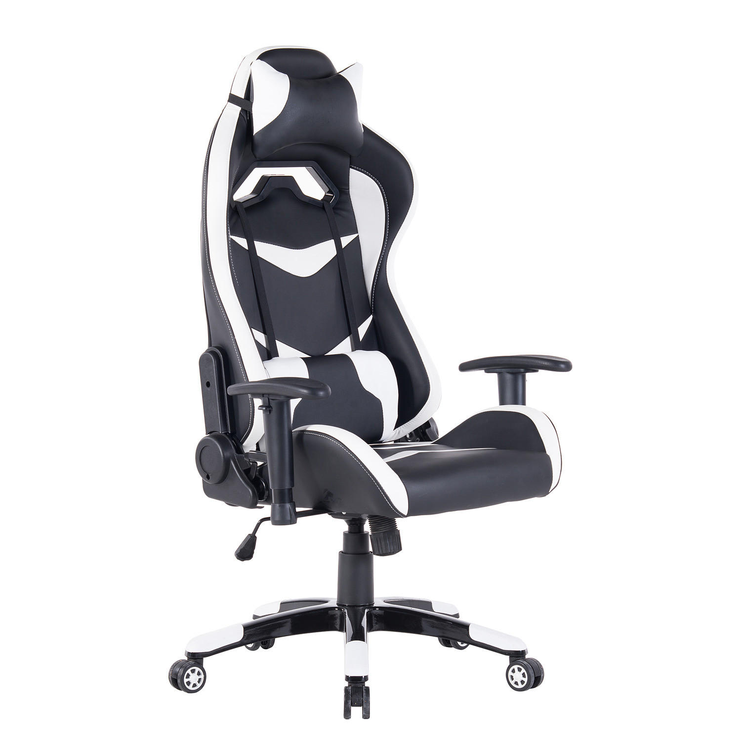 GAMINGCHAIR - Kunstleder - Schwarz / Weiß - Schwarz/Weiß, Kunststoff/Metall (68/126/59cm) - home24