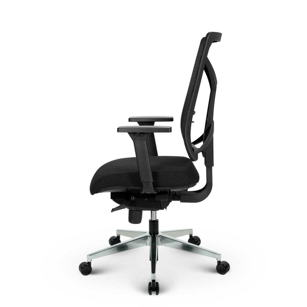 BÜROSTUHL V1801 Stoff/Mesh Schwarz - ergonomisch, 150 kg belastbar, Sitzhöhe 53-65cm - Schwarz, Kunststoff/Textil (65/111/65cm) - Versee