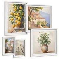 BILDER SET 5er Set - 50x50 cm & 20x30 cm & 40x60 cm Weißer Rahmen - Lemon Streets Meerblick - Weiß, Kunststoff (40/60cm) - TULUP