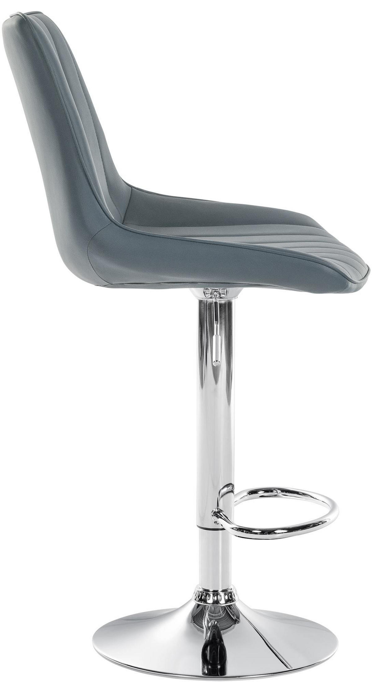BARHOCKER RIO Grau Kunstleder Chrom - Grau, Leder/Metall (49.5/91/50cm) - DELUKE