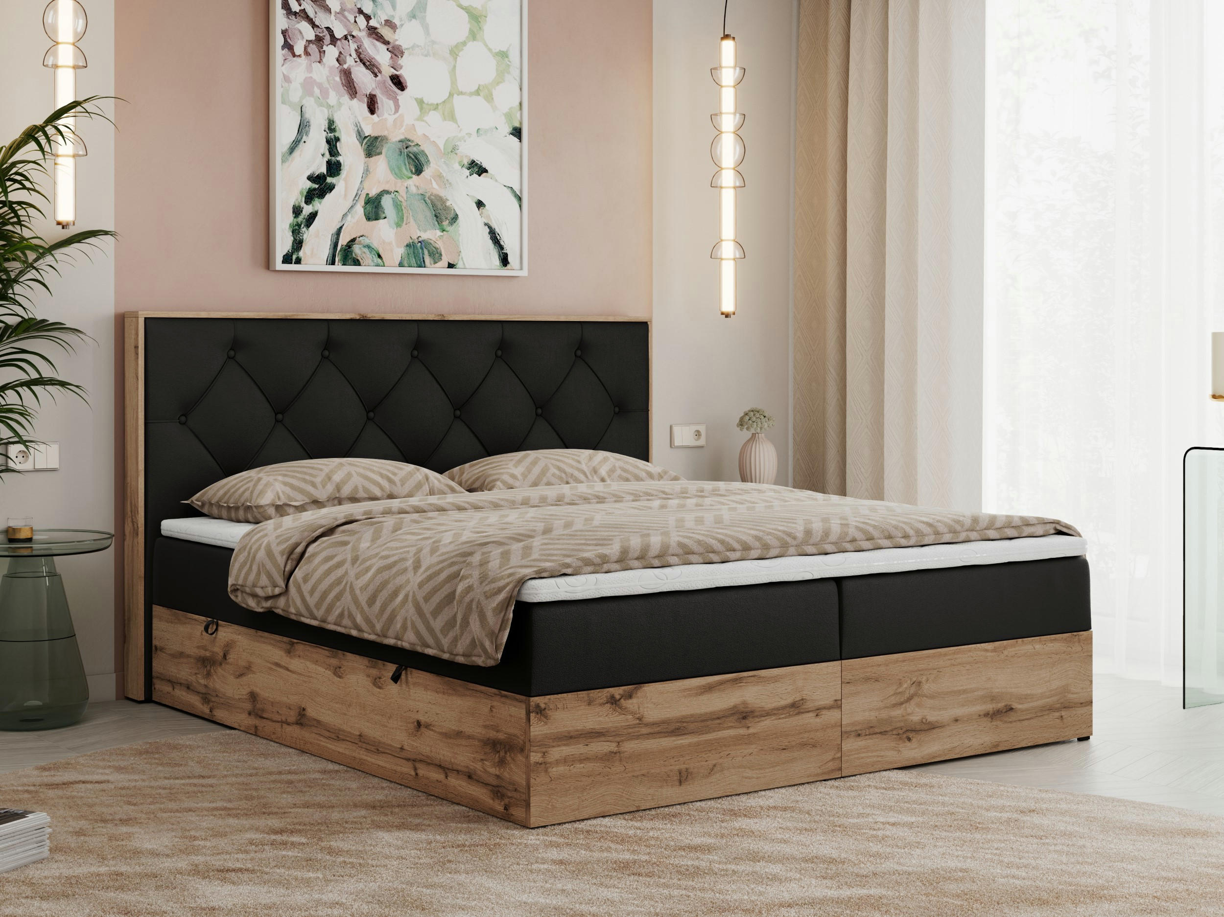 BOXBETT VENETO 140/200 Schwarz Kunstleder - H4 - Schwarz, Holz/Textil (140/200cm) - MKS
