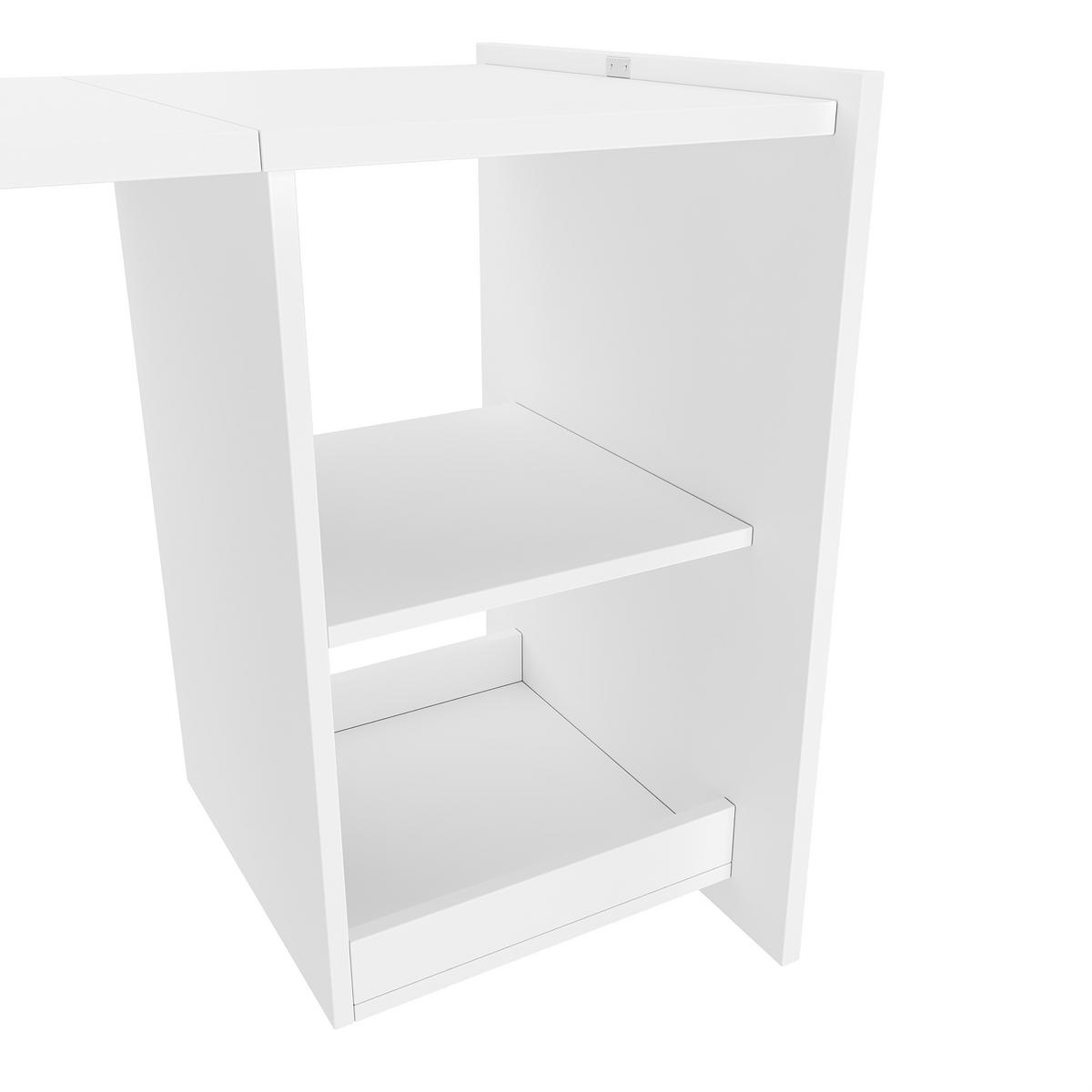 BÜROSCHREIBTISCH holzwerkstoff in weiß, 2-in-1 schrank-funktion & rollbar - Weiß, Holzwerkstoff (55/126/75cm) - Urban Meuble