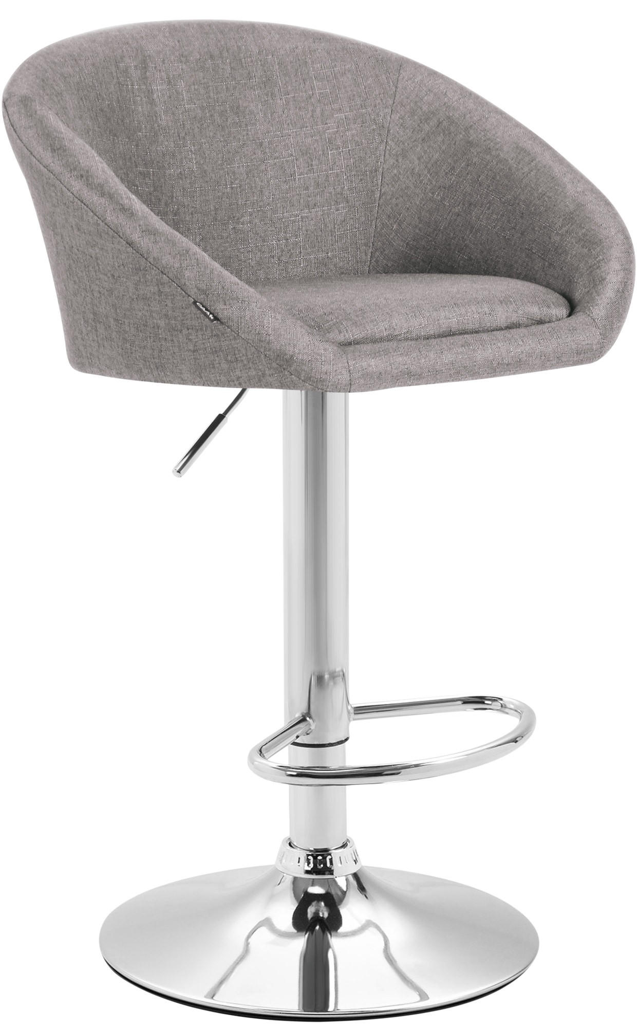 BARHOCKER Stoff hellgrau - Chromfarben/Hellgrau, Textil/Metall (55/86/51cm) - CLP