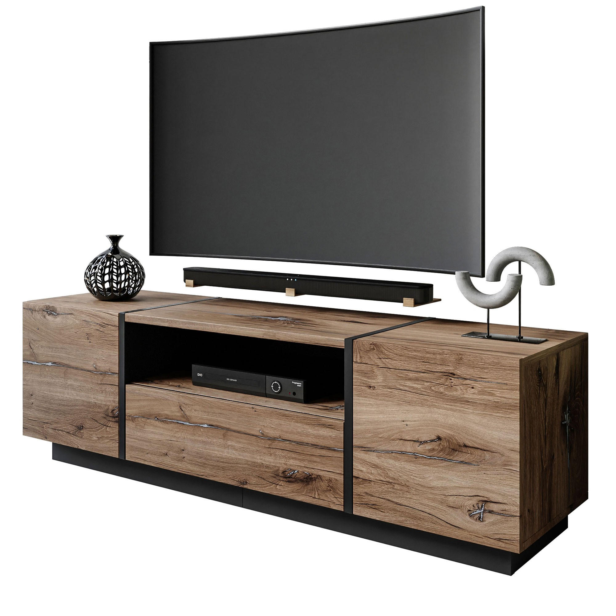 TV-ELEMENT ONYX LOFT 158 cm Push Open - Eichefarben, Holzwerkstoff (158/46/41.3cm) - Lookway
