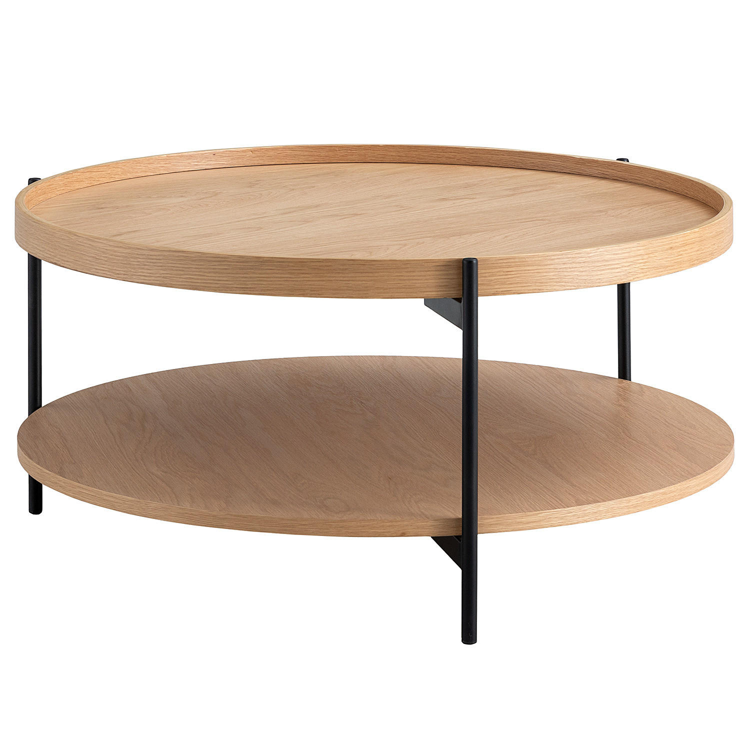 COUCHTISCH - MDF / Metall - Eichefarben, Holzwerkstoff/Metall (82/82/40cm) - home24