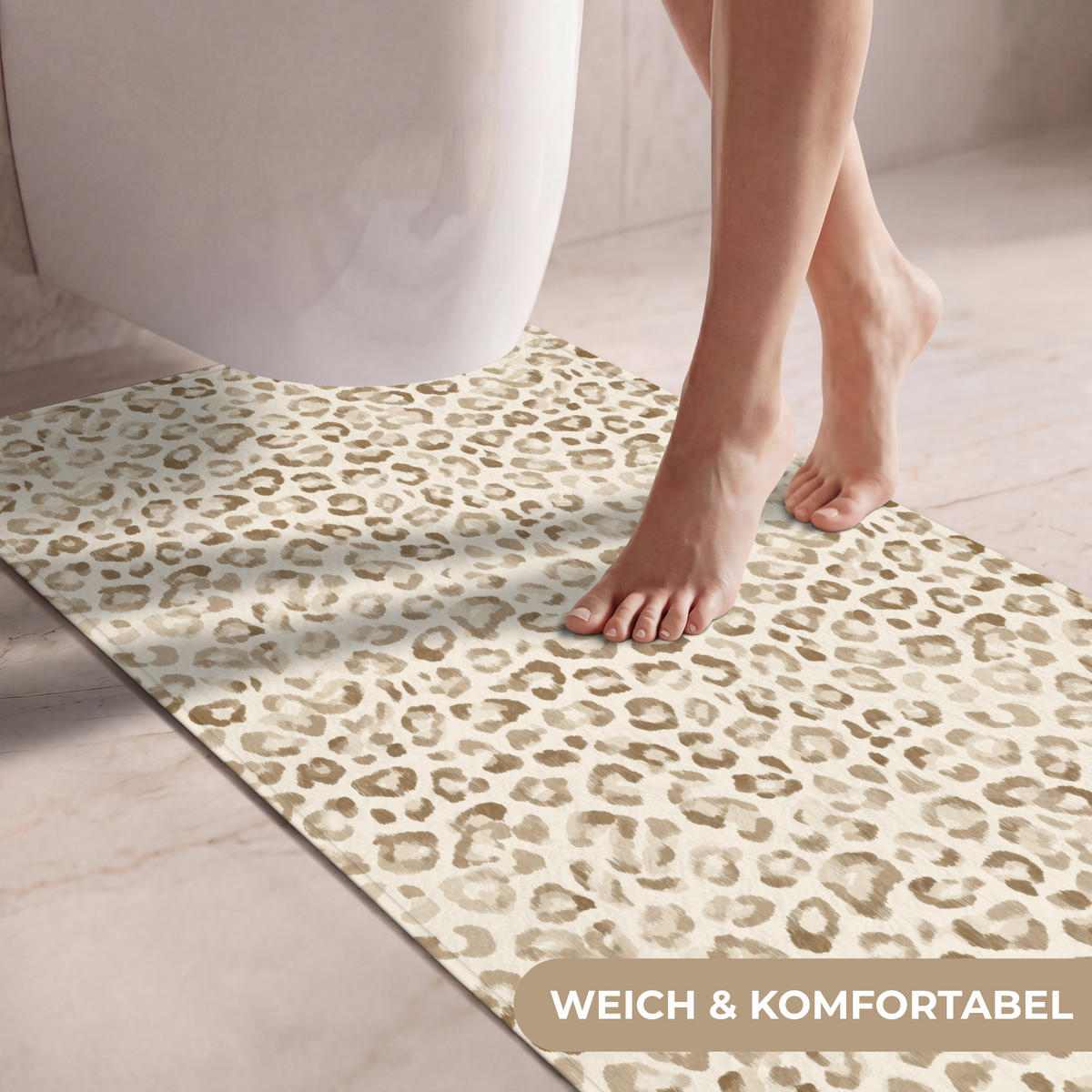 WC PŘEDLOŽKA Leopard - Classic - Béžová 60x120 cm - světle hnědá, textil/plast (60/1cm) - OnlyWow