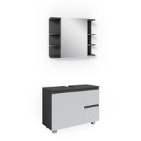 BADMÖBEL-SET J-Shape Anthrazit 2 Teile - Anthrazit/Weiß, Holzwerkstoff (80/60/33cm) - Vicco