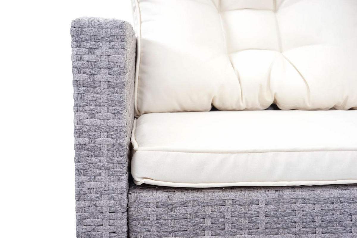 GARTENGARNITUR Hellgrau + 2x Hocker - Grau, Metall - PROREGAL