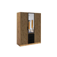 DREHTÜRENSCHRANK LABOO LUX 149/200/58 cm in Eiche Wotan / Schwarz mit Lamellen - Eiche Wotan/Schwarz, Holzwerkstoff (149/200/58cm) - Deine Möbel 24