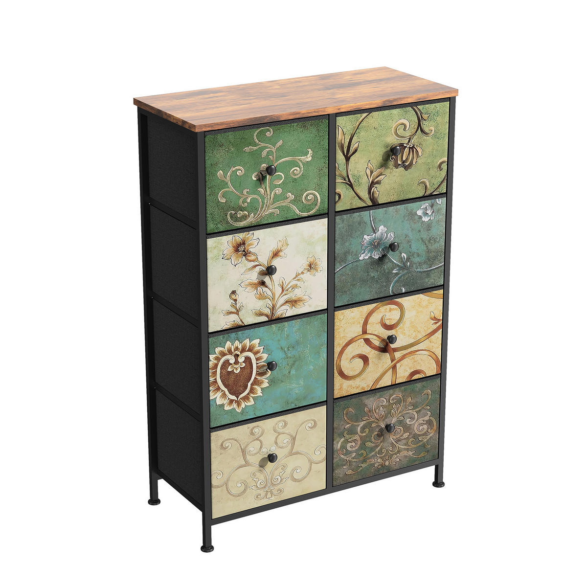 KOMMODE mit 8 Schubladen Metallgestell Stoff Kommode - Multicolor, Holz (30/100/67.5cm)
