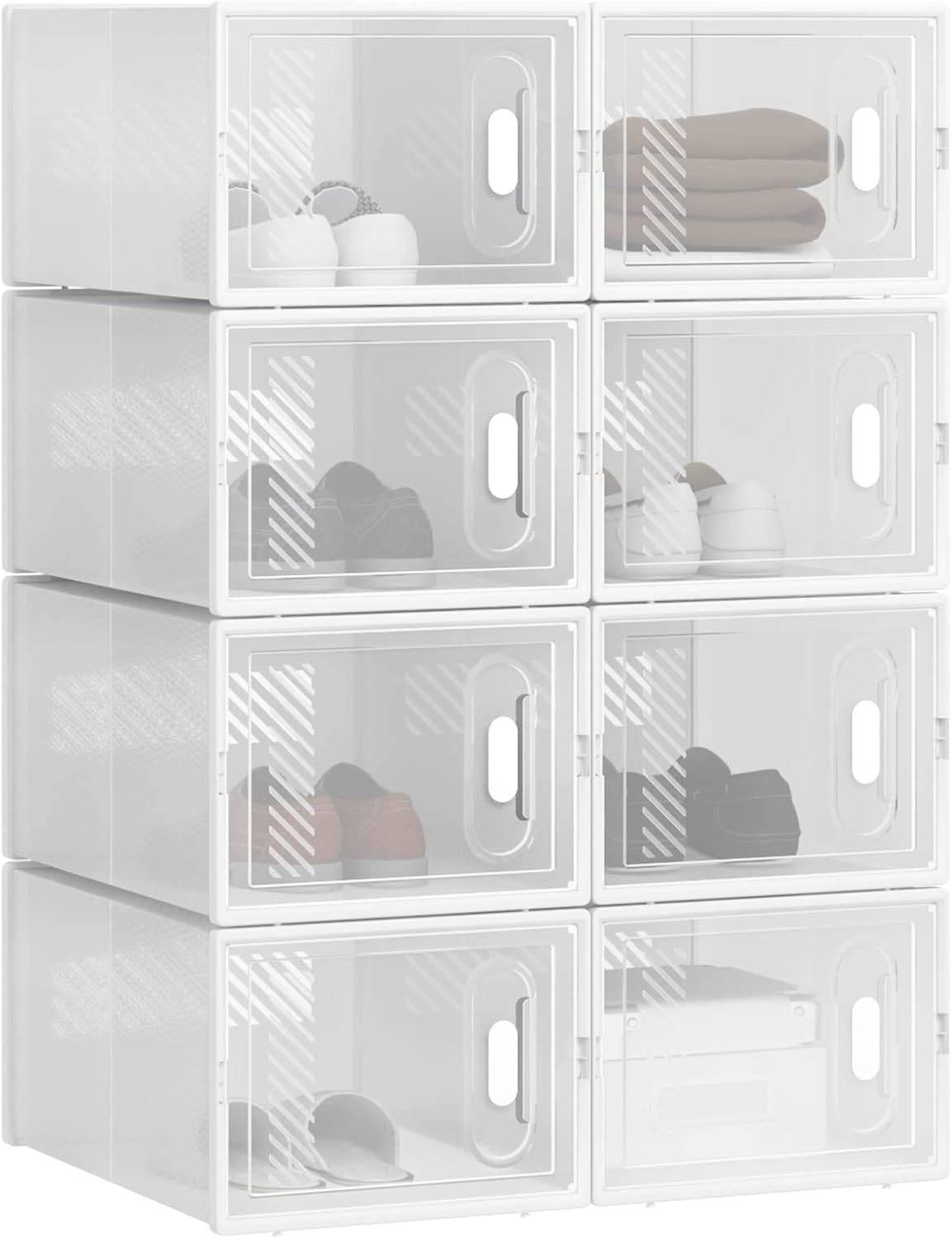 SCHUHBOX 8 St.er Set , Kunststoff - Transparent/Weiß, Kunststoff (50/75/35.5cm) - Woltu