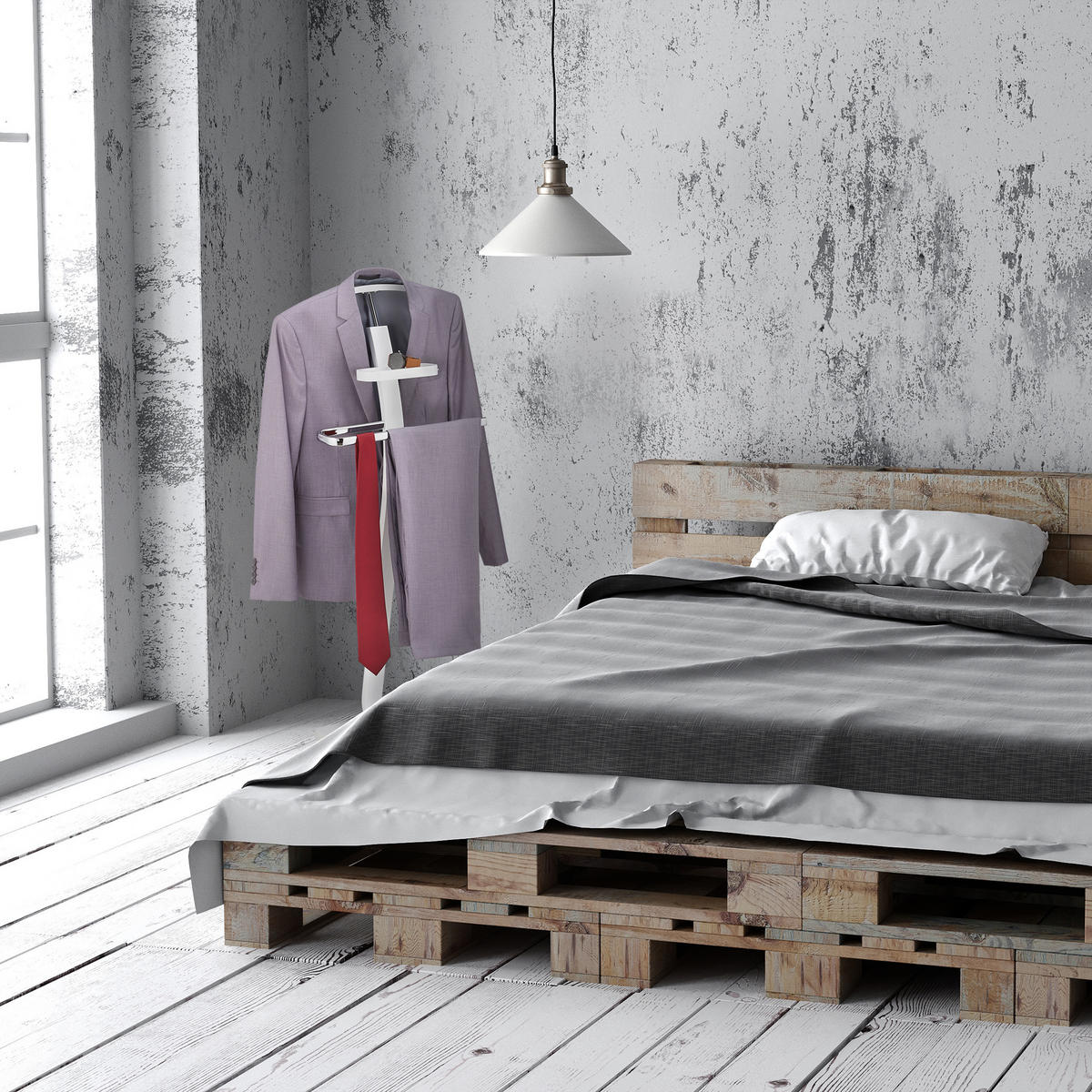 HERRENDIENER - Weiß, Holzwerkstoff/Metall (46/112/32cm) - Relaxdays