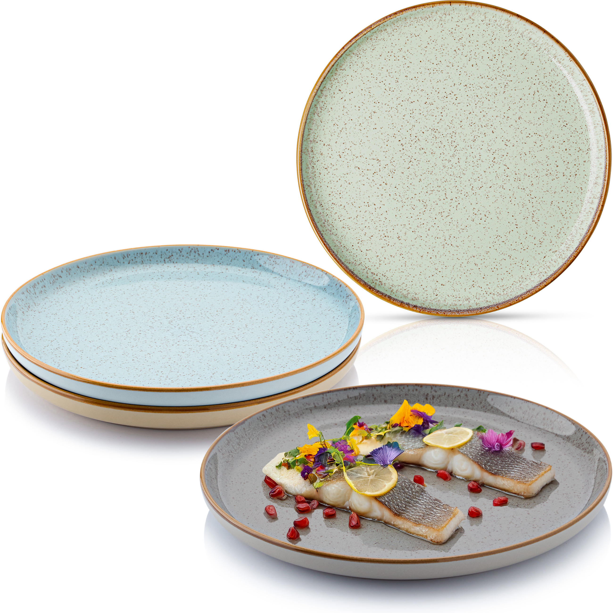 SPEISETELLER SET RIO - 4 teilig aus Steingut - Multicolor, Keramik (13cm) - Sänger