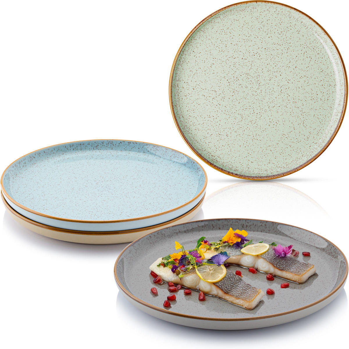 SPEISETELLER SET RIO - 4 teilig aus Steingut - Multicolor, Keramik (13cm) - Sänger