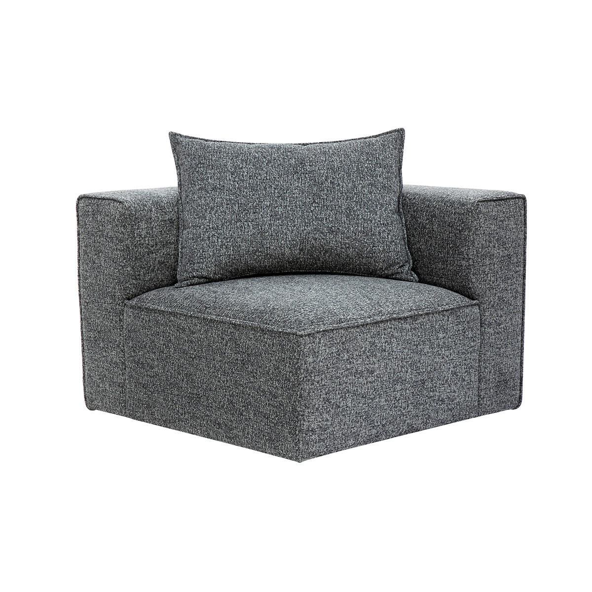 ECKMODUL Sofa Dunkelgrau Meliert Links KERRY - Dunkelgrau, Textil (89.5/64/89.5cm) - Miliboo