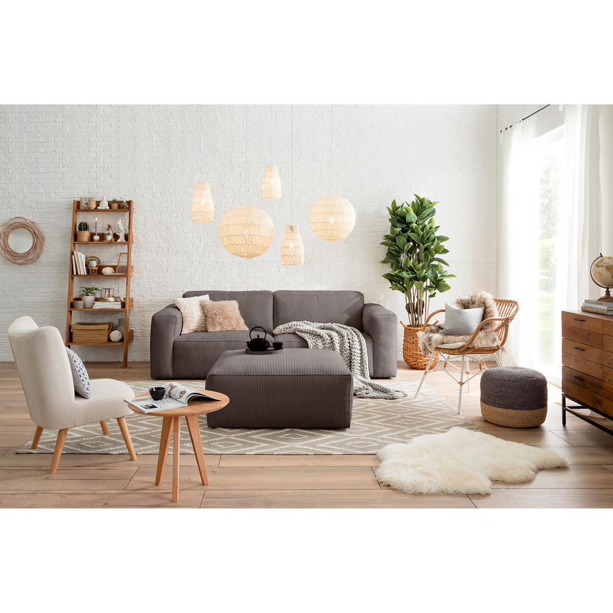 3-SITZER SOFA - Dunkelbraun, Textil (240/75/96cm) - home24