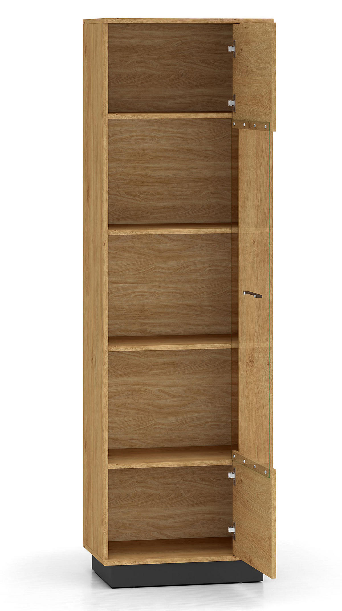 VITRINE Modesto Eiche Style hell / Schwarz 60 / 40 / 196 cm - Hellbraun/Eichefarben, Holz/Holzwerkstoff (60/196/40cm) - Feldmann-Wohnen