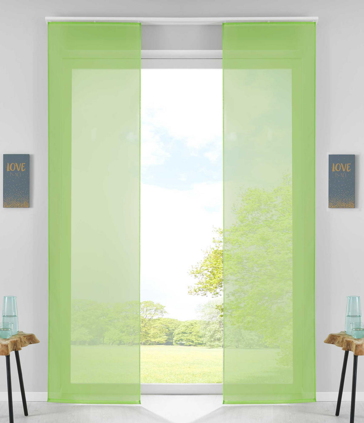 VORHANG 2ER SET HxB 245x60 cm Apfelgrün - Hellgrün, Textil (60/245cm) - Gardinenbox