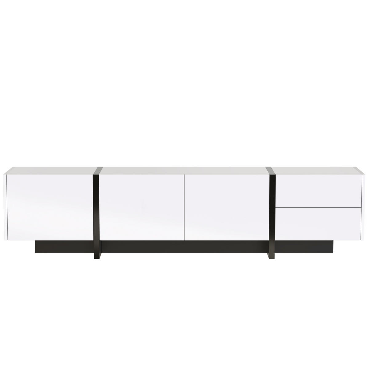 TV-LOWBOARD 190/35/45 cm mit 3 Türen und 2 Schubladen in Weiß/Schwarz - Weiß, Holzwerkstoff (190/35/45cm) - BEAOK