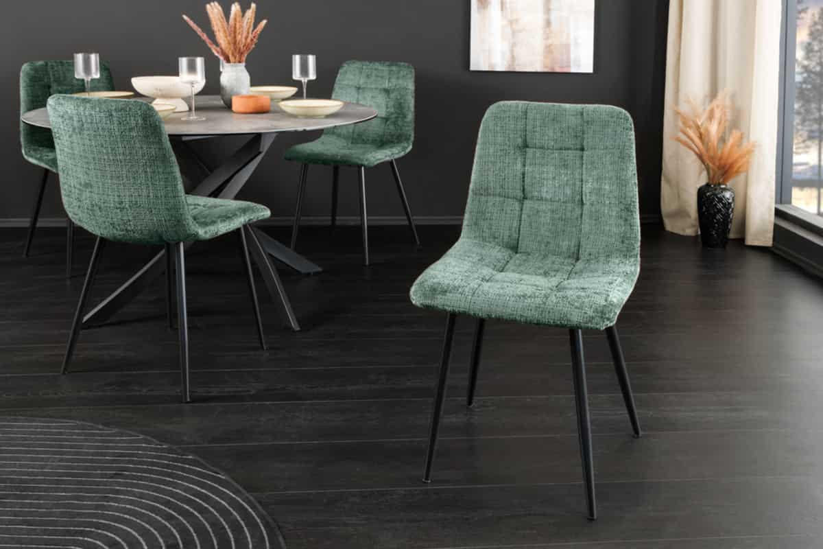 STUHL TRES CHIC Chenille Grün 90 cm - Schwarz/Grün, Kunststoff/Textil (54/88/44cm) - riess-ambiente