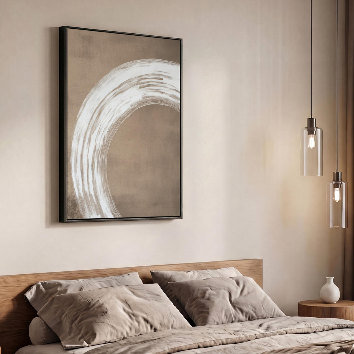 LEINWAND Bilder mit Rahmen - Farbe - Braun - Japandi - 70x100 - Kupferfarben, Textil (70/100cm) - MuchoWow