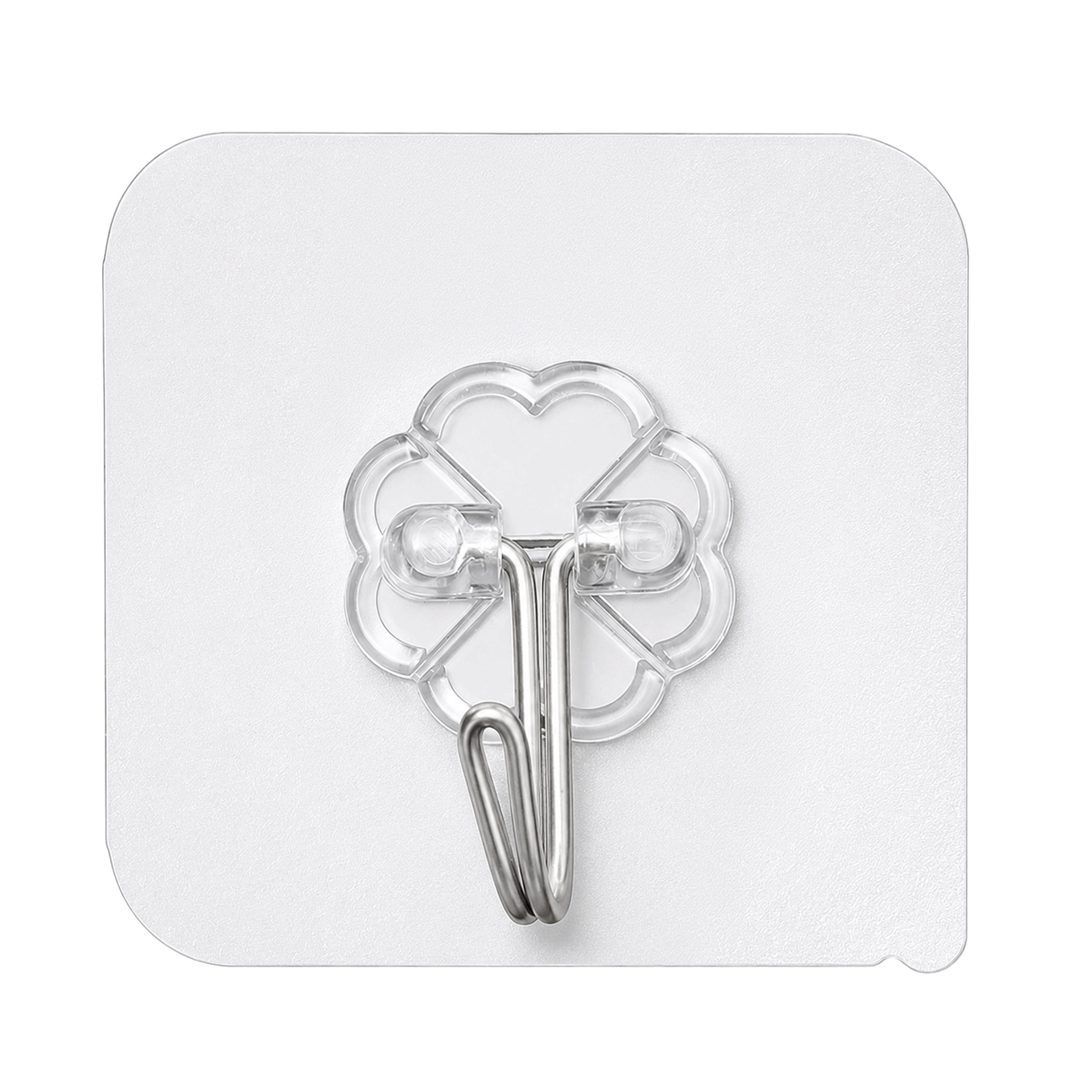KLEBEHAKEN Extra Stark 30 Stück - Transparent, Kunststoff (5.5/5.5/0.5cm) - KRUMAD