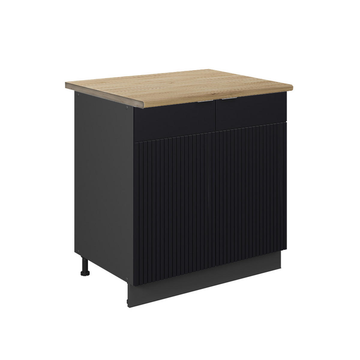 SPÜLENUNTERSCHRANK Fame-Line, Schwarz gestreift, 80 cm mit Regal, AP Eiche - Anthrazit/Schwarz, Holzwerkstoff (80/82/60cm) - Vicco