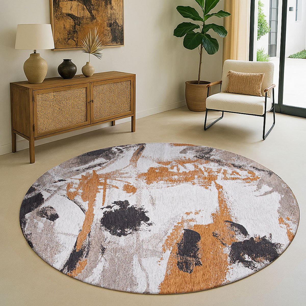 TEPPICH Middle Of Gallery Fresque 240/240 cm - Gelb, Kunststoff/Textil (240/240cm) - Louis De Poortere