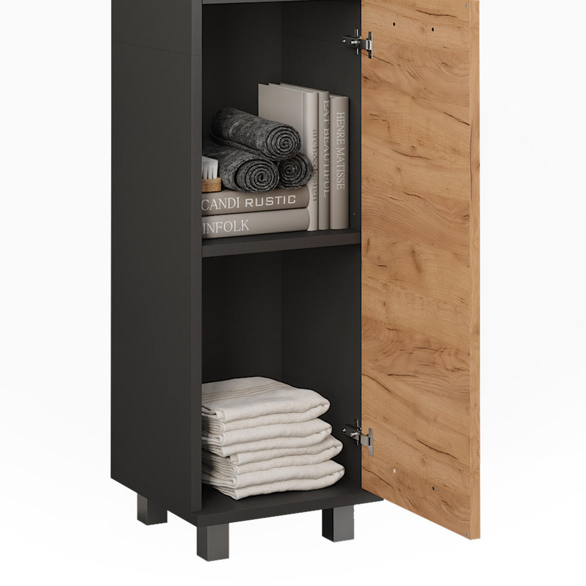 HOCHSCHRANK Ilias Anthrazit/Goldkraft Eiche 30.2 x 190 cm mit 2 Türen - Honigeiche/Anthrazit, Holzwerkstoff (30.2/190/30cm) - Vicco