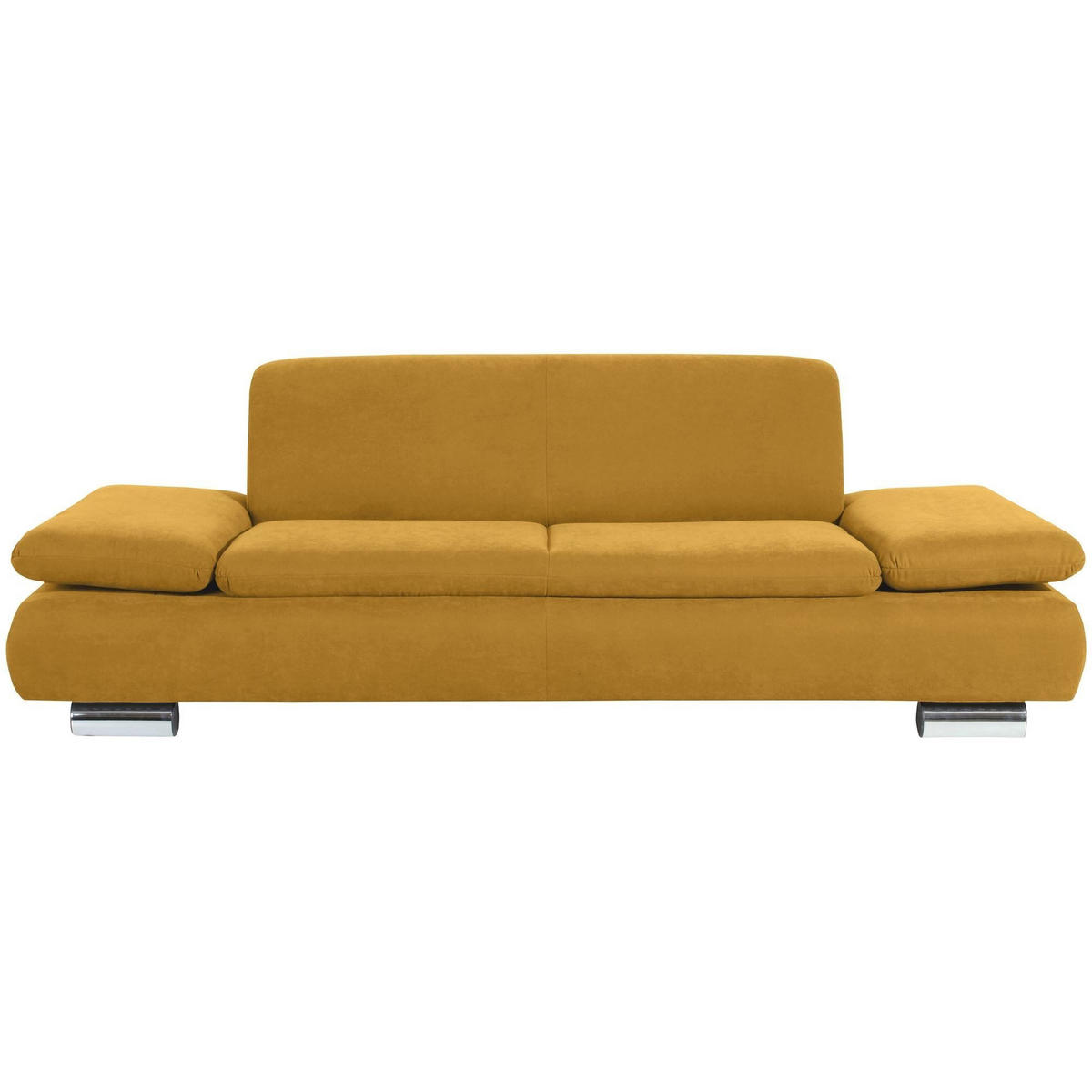 SOFA 2,5-Sitzer Kaye Bezug Veloursstoff Metallfuß verchromt / mais - Gelb, Kunststoff (221/76/90cm) - 58aufmkessel
