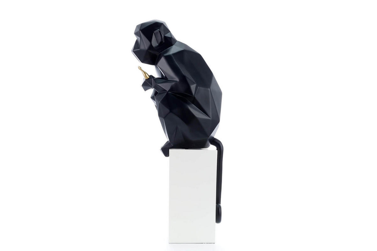 SKULPTUR Schwarz 21/66 cm - Schwarz, Stein (2.4/66/18cm) - KUNSTLOFT