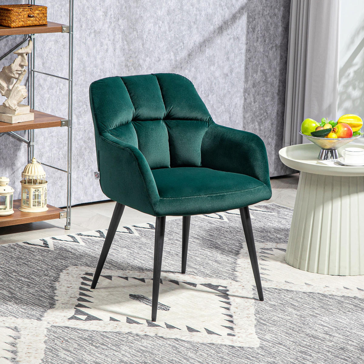 SESSEL Loungesessel mit Armlehne, Samtoptik für Wohnzimmer, Dunkelgrün - Dunkelgrün, Textil (58.5/78.5/59cm) - HOMCOM