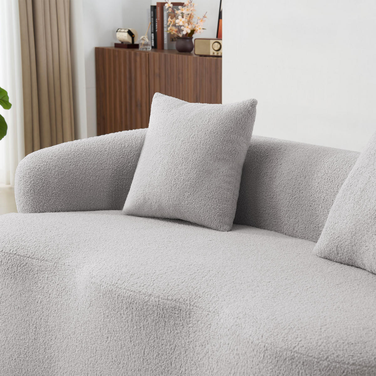 2-SITZER SOFA Polyester Hellgrau mit 2 Kissen - Hellgrau, Holzwerkstoff/Textil (170/70/89cm) - WISHDOR