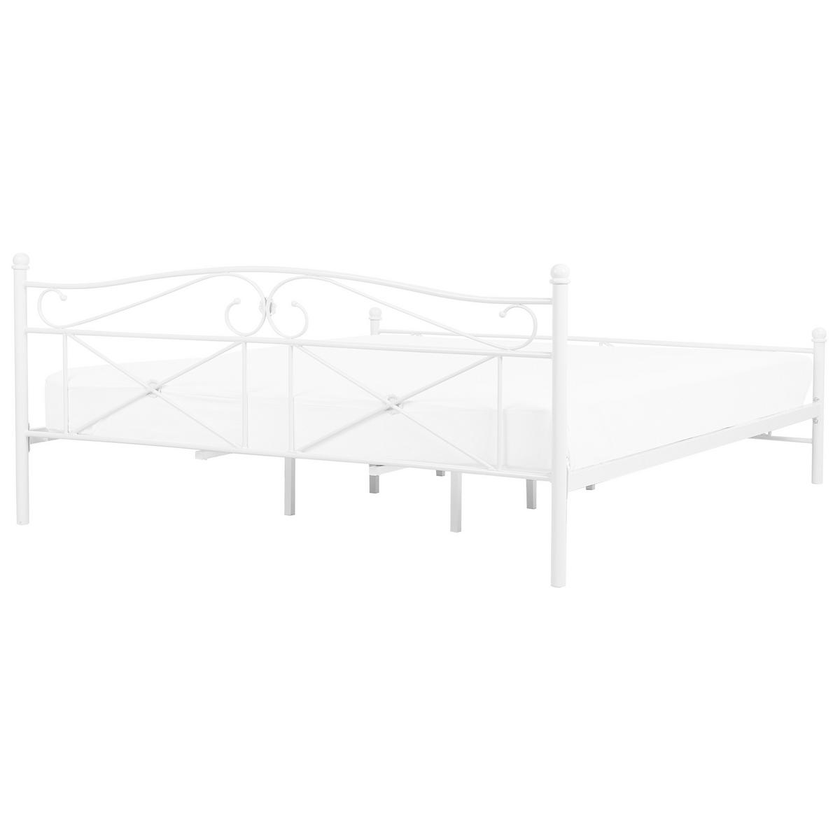 BETT mit Lattenrost 140x200 cm Weiß Rodez - Weiß, Metall (140/200cm) - Beliani