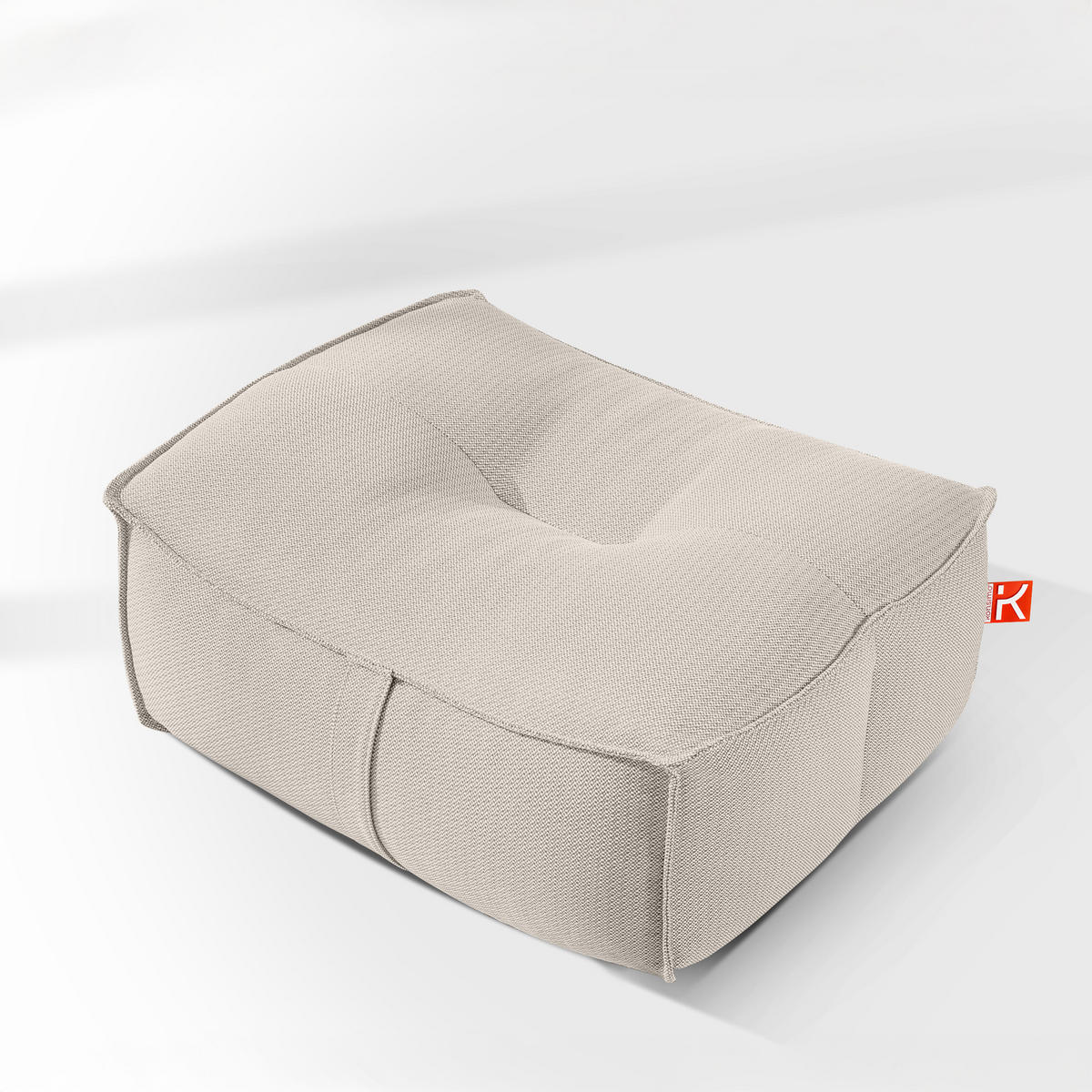 GARTENLOUNGE-HOCKER LOVIA Outdoof Pouf, Dunkelbeige/Weiß - Beige, Textil (90/41/75cm) - KONSIMO®