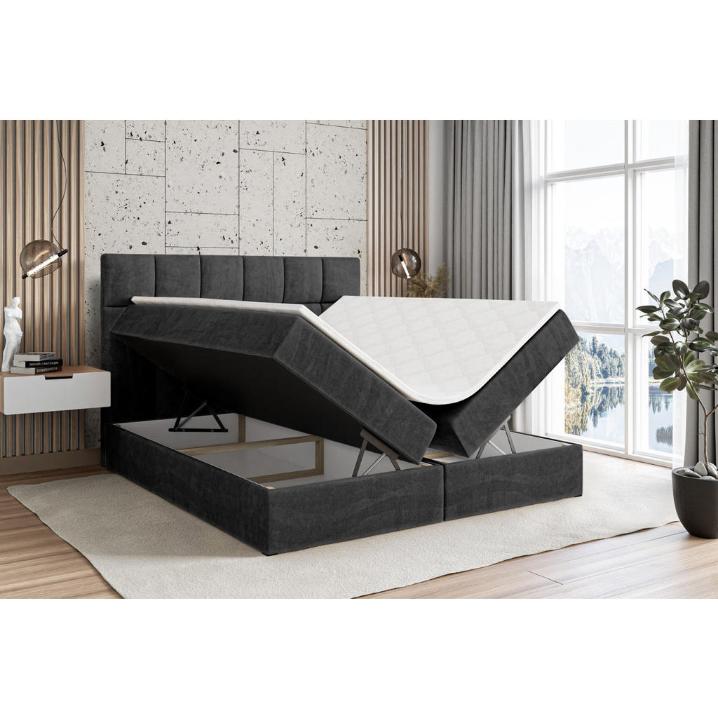 Thumbnail - Altdecor Boxbett, Schwarz, Holzwerkstoff, Höhe ca. 20 cm, 160x200 cm, Schlafzimmer, Betten, Boxspringbetten