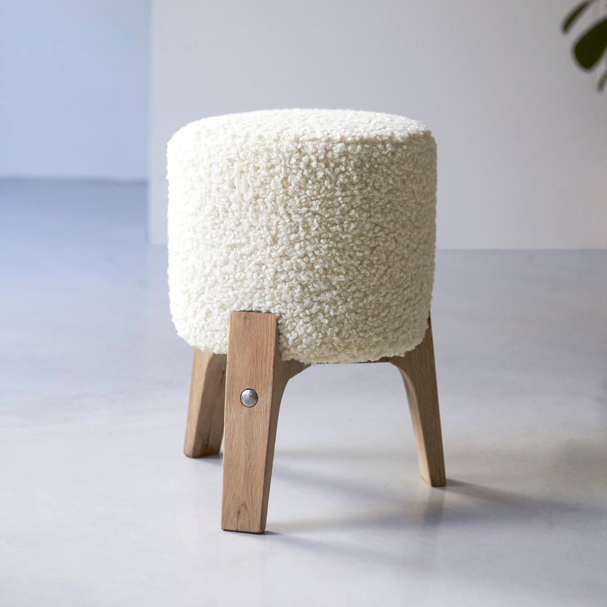 HOCKER Drum Weiß aus Stoff - Weiß, Textil (40/48/40cm) - Tikamoon