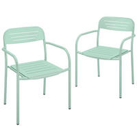 GARTENSTÜHLE 2er-Set DE-13352 wetterfest Grün - Grün, Metall (58/78/56cm) - ComfortXL