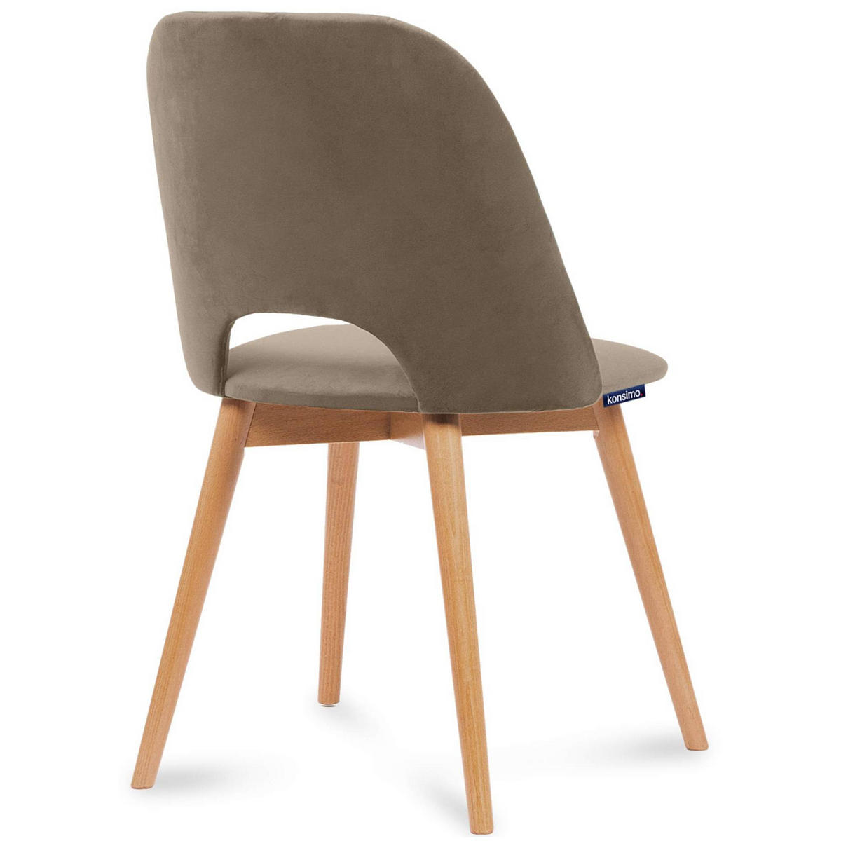 ESSZIMMERSTUHLE TINO 2-tlg Velours-Sitz, Beige - Eichefarben/Beige, Holz/Textil (48/86/44cm) - KONSIMO®