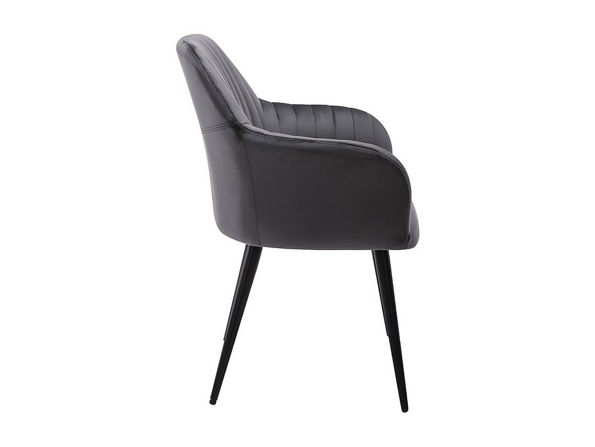 STUHL mit Armlehnen 2er-Set - Samt & Metall Schwarz - Grau - ELEANA - Anthrazit, Textil (58/82/59cm) - Vente-Unique