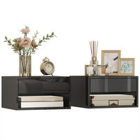 NACHTSCHRANK 2er-Set DE-12946 Schublade und offenes Fach Schwarz - Schwarz, Holzwerkstoff (32/21/37cm) - ComfortXL